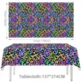 Bunte Neon-Leopardenmuster Tischdecke für Partydekoration, wasserdichte Tischabdeckung 137x274cm - Tischdecke (137*274cm)