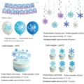 Schneeflocke Geburtstag Party Dekoration Set mit Banner Luftballons und Kuchen Topper - 15er Banner + 8 Spiralen + 1 Großer Topper + 24 Kleine Topper + 18 Ballons