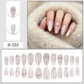 Almond cat-eye 3D bow French press-on nails set, elegant rhinestone fake nail 24pcs. - Cat Eye Gilded 3D Bow (D-223)