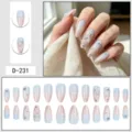Gradient blue pink press on nails with rhinestones pearls cute butterfly design false nail set - Blue Pink Gradient Pearl 3D Bow Heart (D-231) / Jelly Glue Type