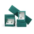 Luxus Samt Schmuckkästchen Set, grüne Ring und Ohrring Aufbewahrung Verpackung Geschenkbox. - Ringbox / Türkisgrün