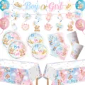 Baby shower deko set mit süßem teddybär motiv, rosa und blaue teller, becher, tischdecken. - Geschenktüte / 10er Pack