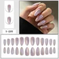 Almond gradient cat eye press on nails glitter shimmer false nails set for daily wear - Glue Type / 24 Pcs/Set / Gradient Cat Eye (Y-599)