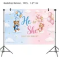 Baby Geschlecht Enthüllung Hintergrund Banner mit süßen Teddybären für Party 1.5x1m. - Polyester-Hintergrund (1 Stück/Packung - 150*100CM)