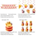 Cartoon Fastfood Geburtstag Party Deko Set mit Banner haengende Spirale Kuchentopper - Dekor 4-teiliges Set - Burger