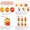 Cartoon Burger und Pommes Thema Geburtstag Party Dekoration Banner Luftballons Topper Set - Dekor 5-teiliges Set - Burger