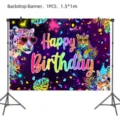 Bunter Neon Leoparden Print Geburtstag Hintergrund Banner für Party Dekoration 1.5x1m Fotobox - Hintergrund (1 Stück/Packung)