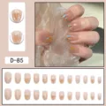 Removable press-on fake nails with glittering shimmer, sweet style false nail tips set. - Phantom Color Glitter Cat Eye Style (D-85) / 24 Pcs/Set