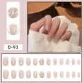 Press-on nail set nude gradient glitter crystal butterfly cute fake nails 24pcs daily wear - Clear Gradient Gold Powder Crystal Butterfly Style (D-93) / 24 Pcs/Set