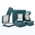 Oktogonale PU Leder Schmuckkästchen Set, elegante türkise Ring, Kette und Ohrring Schachtel. - Ringbox / PU-Leder / Cyan