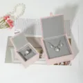 Pink velvet jewelry box set, flip-top ring necklace and earrings storage packaging box. - Universal Box 9.5*9.5*3.5cm / Light Pink