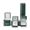 Dunkelgrüne PU-Leder Schmuckschatullen Set mit goldener Kronenverschluss für Ringe und Armbänder. - Ringbox / Dunkelgrün