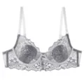 Sexy lace bra for women, ultra-thin sheer unlined design, comfortable daily underwear - 70B / Tops / Gray