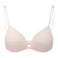 Gedetailleerd overzicht van de beugelloze bh met smalle schouderbandjes en voorsluiting in roze. - 70B / Tops / Roze