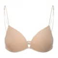 Push-up beha zonder beugel met voorsluiting, dubbele dunne bandjes en comfortabele nude cups. - 70B / Tops / Huidskleur