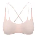 Comfortable pink wireless bra with thin cross straps, seamless design for daily wear. - Tops / Pink / 70B