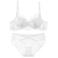 White lace lingerie set for women, soft underwire bra and matching panties underwear. - 70B / Top And Bottom / White