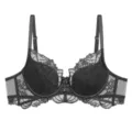 Sexy black lace bra for women, French style lightweight comfortable daily undergarment. - 70B / Tops / Black