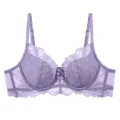 Purple lace sexy thin bra for women, elegant floral design with comfortable adjustable straps. - 70B / Tops / Purple