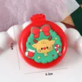 Portable Christmas folding air cushion comb with cute reindeer design, compact travel hair brush. - Christmas Reindeer - Red