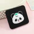 Black folding pocket mirror with cute 3d panda design, portable travel makeup mirror. - Cute Panda Makeup Mirror