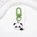 Porte-clés panda mignon avec mousqueton vert et fleur, pendentif de sac de 5.3cm. - Panda Xiaomei