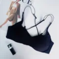 Black wireless sexy bra, thin cross straps backless tube top, comfortable intimate apparel. - 70B / Tops / Black