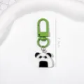 Joli porte-cles panda en metal vert pendentif de cartable dessin anime cadeau 5.3cm - Panda Grande Bouche Surprise