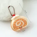 Mignon porte-clés gâteau roulé en peluche pendentif sac doux 10cm esthétique - Pendentifs en peluche imitation nourriture avec chaîne à billes - Gâteau roulé