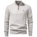 Maglione casual da uomo collo alto mezza zip, pullover a coste classico per inverno. - S (Suggerito 50-60KG) / Top / Grigio Beige