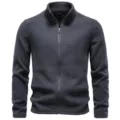 Chaqueta de polar hombre gris oscuro cuello alto cremallera abrigo de invierno cálido - S / Tops / Gris oscuro