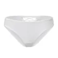 Gedetailleerd overzicht van witte damesslip met lage taille en elegante gekruiste bandjes. - S / Bottoms / Wit