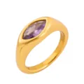Anillo de oro para mujer con amatista morada en talla marquesa y baño de oro de 18k. - Talla 6 / Piedra Púrpura (DR396G+P)