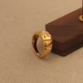 Minimalist gold plated thick domed ring with grooved design, elegant modern jewelry for daily wear. - Size 5 / Gold