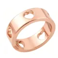 Roségoud roestvrij staal hol hart ring mode statement brede band sieraden voor vrouwen. - Maat 7 / Hart Ring - Rozegoud