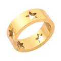 18k verguld roestvrij staal ster uitgesneden ring modieuze geometrische band voor dames - Maat 7 / Sterring - Goud