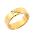 Gold Plated Titanium Steel Couple Ring Hollow Dinosaur Finger Jewelry Fashion Accessory - Size 6 / Wide Dinosaur / Gold