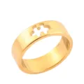 Elegantes 18K Vergoldetes Titanstahl Puzzle Paaring Modeschmuck Stil Variante Neu - Größe 6 / Breit Geometrisch / Gold