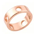 Roségoudkleurige roestvrijstalen holle ring, brede band stijlvolle mode sieraden voor dames. - Rozegoud