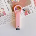 Schattige roze nagelknipper met ringhandvat, draagbaar RVS manicureverzorgingshulpmiddel. - Perzikroze