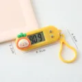 Lindo temporizador electrónico de zanahoria de dibujos animados reloj digital portátil llavero - Relojes digitales colgantes amarillos - Zanahoria
