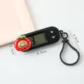 Mini llavero de reloj electrónico de dibujos animados lindo con oso de fresa para estudiantes. - Reloj digital para colgar negro - Oso