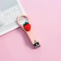 Schattige roze cartoon nagelknipper met 3D aardbei decoratie, draagbare huishoudelijke nageltang. - Aardbei Stijl