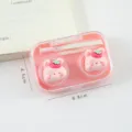 Boite de lentilles de contact rose portable joli design d'animal de dessin anime kit 6.8x4.5cm - Lapin fraise