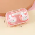 Schattige roze konijn contactlenzen etui set draagbare reis contactlenzen opbergdoos - Roze contactlensdoosjes met brilkonijn cartoon