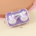 Leuke Konijn Contactlens Doos Paars Draagbare Studenten Contactlenzen Opbergdoos Etui - Paarse contactlensdoosjes met brilkonijn cartoon