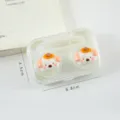Étui de lentilles de contact mignon chiot portable, boîte de rangement transparente avec outils. - Chien fraise