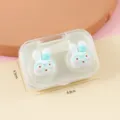Schattige konijn contactlens etui draagbare opbergdoos variant model SKU display - Witte contactlensdoosjes met brilkonijn cartoon