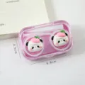 Leuke cartoon panda contactlens etui draagbare roze reisdoos voor dagelijks gebruik - Perzik Panda