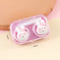 Leuke schattige cartoon konijn contactlens etui roze draagbare opbergdoos voor studenten - Roze / Contactlensdoosjes met cartoon konijn met bril